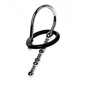 Серебристый уретральный плаг-бусины TOYFA Metal с мягким фиксириющим кольцом - ToyFa - купить с доставкой в Братске