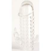 Гелевая прозрачная насадка с 2 отростками - 13 см. - Toyfa Basic - в Братске купить с доставкой