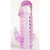 Закрытая фиолетовая насадка с 2 отростками - 13 см. - Toyfa Basic - в Братске купить с доставкой