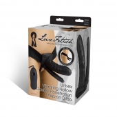 Полый страпон с двумя отростками и вибрацией Unisex Vibrating Hollow Strap-On Double Penetrating Dildo - 17,8 см. - Lux Fetish - купить с доставкой в Братске