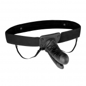 Полый страпон с двумя отростками и вибрацией Unisex Vibrating Hollow Strap-On Double Penetrating Dildo - 17,8 см. - Lux Fetish - купить с доставкой в Братске