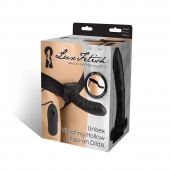 Чёрный полый страпон с вибрацией Unisex Vibrating Hollow Strap-On - 14 см. - Lux Fetish - купить с доставкой в Братске