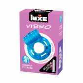 Голубое эрекционное виброкольцо Luxe VIBRO  Кошмар русалки  + презерватив - Luxe - в Братске купить с доставкой