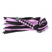 Черно-розовая плеть из замши - 58 см. - БДСМ Арсенал - купить с доставкой в Братске