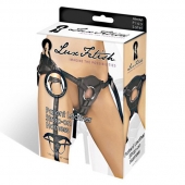 Черные трусики для страпона из патентованной кожи - Lux Fetish - купить с доставкой в Братске