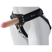 Черный пояс-трусики с насадкой  Гламур Dana  - 15,5 см. - LOVETOY (А-Полимер) - купить с доставкой в Братске