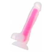 Прозрачно-розовый фаллоимитатор, светящийся в темноте, Clark Glow - 22 см. - ToyFa купить с доставкой в интернет-магазине Orgasmix в Братске Прозрачно-розовый фаллоимитатор, светящийся в темноте, Clark Glow - 22 см. - ToyFa