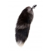 Серебристая металлическая анальная втулка с хвостом чернобурой лисы - размер S - ToyFa - купить с доставкой в Братске