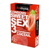 Презервативы для орального секса DOMINO Sweet Sex с ароматом клубничного коктейля  - 3 шт. - Domino - купить с доставкой в Братске