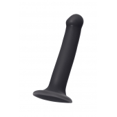 Черный фаллос на присоске Silicone Bendable Dildo M - 18 см. - Strap-on-me - купить с доставкой в Братске