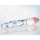 Стеклянный двусторонний фаллоимитатор с шишечками - 19 см. - Sexus купить с доставкой в интернет-магазине Orgasmix в Братске Стеклянный двусторонний фаллоимитатор с шишечками - 19 см. - Sexus