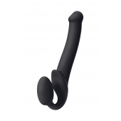 Черный безремневой страпон Silicone Bendable Strap-On M - Strap-on-me - купить с доставкой в Братске
