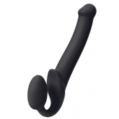 Черный безремневой страпон Silicone Bendable Strap-On M - Strap-on-me - купить с доставкой в Братске