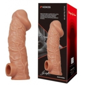 Телесная насадка на фаллос с отверстием для мошонки EXTREME SLEEVE - 17,6 см. - KOKOS - в Братске купить с доставкой