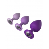 Набор из 3 фиолетовых анальных пробок со стразами Little Gems Trainer Set - Pipedream - купить с доставкой в Братске