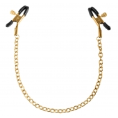 Чёрные с золотом зажимы на соски Gold Chain Nipple Clamps - Pipedream - купить с доставкой в Братске