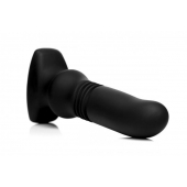 Черный фрикционный вибратор Silicone Vibrating   Thrusting Plug with Remote Control - 17,1 см. - XR Brands