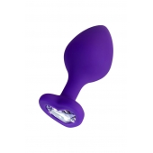 Фиолетовая анальная втулка Diamond Heart с прозрачным кристаллом - 8 см. - ToyFa - купить с доставкой в Братске