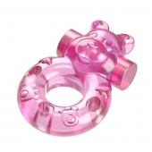 Розовое эрекционное виброкольцо на пенис Pink Bear - Baile - в Братске купить с доставкой