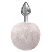 Серебристая анальная пробка с белым пушистым хвостиком Twinkle - Lola Games - купить с доставкой в Братске