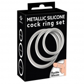 Набор из 3 эрекционных колец под металл Metallic Silicone Cock Ring Set - Orion - в Братске купить с доставкой