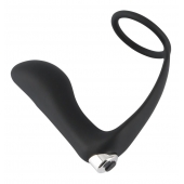 Черное эрекционное кольцо с анальной вибропробкой Vibrating Ring   Plug - Orion - в Братске купить с доставкой