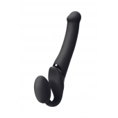 Черный безремневой вибрострапон Silicone Bendable Strap-On M - Strap-on-me - купить с доставкой в Братске