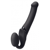 Черный безремневой вибрострапон Silicone Bendable Strap-On M - Strap-on-me - купить с доставкой в Братске