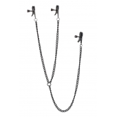 Черные зажимы на соски и клитор на цепочке DELUXE NIPPLE   CLIT CLAMPS - Dream Toys - купить с доставкой в Братске
