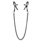 Черные зажимы на соски на цепочке BLAZE DELUXE NIPPLE CLAMPS - Dream Toys - купить с доставкой в Братске