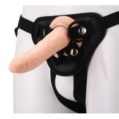 Телесный страпон на черных трусиках STRAP ON REAL DILDO - 20 см. - Dream Toys - купить с доставкой в Братске