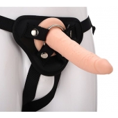 Телесный страпон на черных трусиках STRAP ON REAL DILDO - 20 см. - Dream Toys - купить с доставкой в Братске