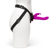 Лиловый страпон Rechargeable Vibrating Strap-On Harness Set - 17,6 см. - Happy Rabbit - купить с доставкой в Братске