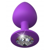 Фиолетовая анальная пробка со стразом Her Little Gem Large Plug - 9,5 см. - Pipedream - купить с доставкой в Братске