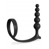 Черная анальная цепочка с эрекционным кольцом Ass-gasm Cockring Anal Beads - Pipedream - в Братске купить с доставкой