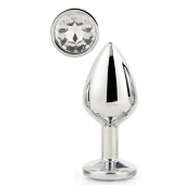 Серебристая анальная втулка с прозрачным кристаллом - 7,1 см. - Dream Toys - купить с доставкой в Братске