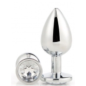 Серебристая анальная втулка с прозрачным кристаллом - 7,1 см. - Dream Toys - купить с доставкой в Братске