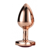 Золотистая анальная втулка с кристаллом-сердечком розового цвета - 7,1 см. - Dream Toys - купить с доставкой в Братске