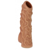 Телесная насадка с венками и открытой головкой Nude Sleeve L - 14 см. - KOKOS - в Братске купить с доставкой