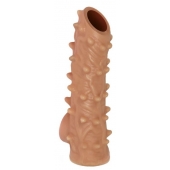 Телесная насадка с шипами и открытой головкой Nude Sleeve M - 12 см. - KOKOS - в Братске купить с доставкой
