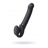Черный безремневой вибрострапон Vibrating Bendable Strap-On L - Strap-on-me - купить с доставкой в Братске
