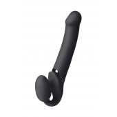 Черный безремневой вибрострапон Vibrating Bendable Strap-On L - Strap-on-me - купить с доставкой в Братске