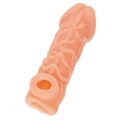 Телесная закрытая насадка с венками Cock Sleeve Size S - 13,8 см. - KOKOS - в Братске купить с доставкой