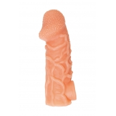 Телесная закрытая насадка с венками Cock Sleeve Size L - 17,6 см. - KOKOS - в Братске купить с доставкой