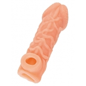 Телесная закрытая насадка с венками Cock Sleeve Size L - 17,6 см. - KOKOS - в Братске купить с доставкой
