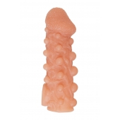 Телесная закрытая насадка с шариками Cock Sleeve Size M - 15,6 см. - KOKOS - в Братске купить с доставкой