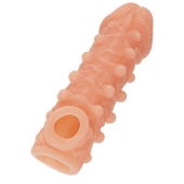 Телесная закрытая насадка с шариками Cock Sleeve Size M - 15,6 см. - KOKOS - в Братске купить с доставкой
