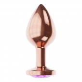 Пробка цвета розового золота с фиолетовым кристаллом Diamond Amethyst Shine S - 7,2 см. - Lola Games - купить с доставкой в Братске