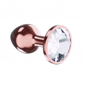 Пробка цвета розового золота с прозрачным кристаллом Diamond Moonstone Shine L - 8,3 см. - Lola Games - купить с доставкой в Братске