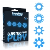 Набор из 4 голубых, светящихся в темноте эрекционных колец Lumino Play - Lovetoy - в Братске купить с доставкой